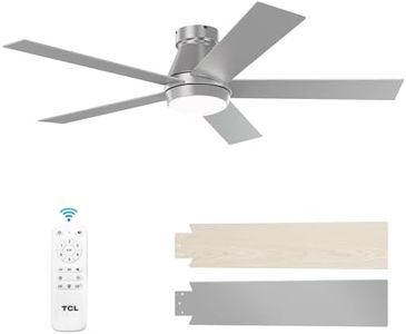 TCL 52" Silver Flush Mount Ceiling Fan with Light & Remote
