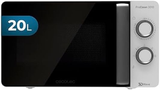 Cecotec Micro-ondes ProClean 3010. Capacité de 20 L, Revêtement Ready2Clean, 700 W de Puissance, 6 Niveaux de Fonctionnement, Minuterie 30 minutes, Mode Décongeler, Finition en Blanc.