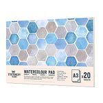 STATIONERY ISLAND Watercolour Paper A3 Pad 300gsm - Natural White 20 Sheets Glue Bound, Cold-Pressed Texture, Watercolour Sketchbook for Painting, Drawing and Mixed Media