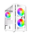 Apevia PHENOM-WH Phenom Micro ATX Gaming PC Case w/ 3x 120mm ARGB Fans, 366 RGB Light Modes, 2x Tempered Glass Panels, Front Panel Airflow Vents, Magnetic Dust Filters, 2x USB3.0, HD Audio Port, White