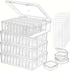 124 Pack Bead Organizer Box (4 Large Boxes and 120 Small Boxes), Jewelry Organizers and Storage with 256 Stickers, Suitable for Home and Office Storage of Handicrafts