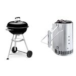 Weber Compact Charcoal BBQ, 47cm, Black & 7416 Chimney Starter