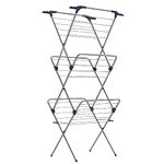 SONGMICS Foldable Clothes Airer, Clothes Drying Rack, Compact Clothes Horse Dryer, Laundry Rack, Steel Frame, 46 x 70.5 x 155 cm, 20 m Drying Space, Indoor Outdoor Use, Grey LLR720G01