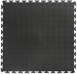 VersaTex Garage Floor 18 x 18 inch Square Plastic Coin Top Interlocking Floor Tiles for Home Gym, Garage Flooring, Trade Show Flooring, Basement Tiles, 8 Pack (Black)