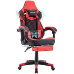 WOTSTA Gaming Chair with Footrest,High Back Gamer Chair with Massage Reclining Computer Chair Big and Tall Racing Gaming Chair Ergonomic Game Chair for Adults PVC Leather (Red)