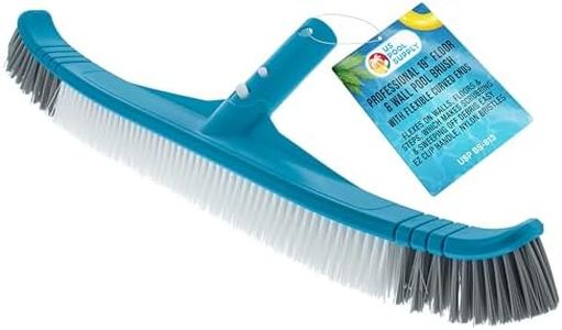 U.S. Pool Supply Professional 19" Floor & Wall Pool Brush with Flexible Curved Ends - Flexes on Walls, Floors & Steps, which Makes Scrubbing & Sweeping Off Debris Easy - EZ Clip Handle, Nylon Bristles