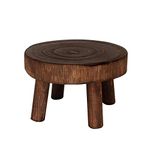 ASSR Mini Wooden Stool Display Stand,Round Wood Stool Plant Stand with 4 Legs Vintage Wood Grain Garden Plant Pot Riser Modern Flower Display Holder for Indoor Outdoor Home Garden Decor