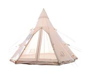 S'more Tippo 6 Person Cotton Canvas Tent, Spacious Interior, & Breathable Waterproof Design,4 Season Luxury Glamping Tent Waterproof Canvas Tents for Family Camping,Hiking,Party