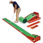 PERFECT PRACTICE (New Version) Putting Mat for Indoors - Indoor/Outdoor Putting Green with Ball Return, Realistic Surface Golf Putting Mat, Lay-Flat Technology - Golf Training Equipment – Compact Mat