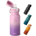 BUZIO Insulated Water Bottle 500ml - Stainless Steel Water Bottle with Straw for School - BPA Free - 100% Leak Poof - Lockable POPUP Lid - Toddler Water Bottle 500ml - Purple