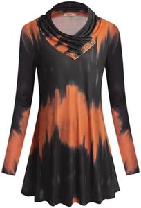 Miusey Halloween Sweatshirts for Women Tie Dye Tunic Tops Swing Turtleneck Long Sleeve Tunics to wear with Legging Fall Clothes Orange Tie Dye XX-Large