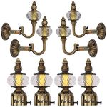 Ferio Curtain Brackets with Support for Door and Windows Rod Fitting 1 Inch Rod Pocket Set Brass Antique for Home Décor Zinc with Crystal Diamond (Curtain Finial 6 Pcs and Curtain Holder Rod 6 Pc