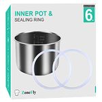 Original 6 Qt Power Cooker XL Replacement Inner Pot with 2 Pack Sealing Ring for Power Pressure Cooker PPC770 PPC771 PPC770-1 PRO PCXL-PRO6 PCTR-16 YBD60-100 WAL1 WAL2