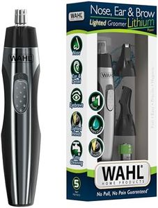 Wahl Lithium Battery Powered Lighted Ear, Nose, & Brow Trimmer – Painless Eyebrow & Facial Hair Detail Personal Trimmer – Model 5546-400