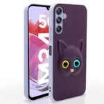 Pikkme Samsung Galaxy M34 5G / F34 5G Back Cover for Girls | Cute Cat Leather Finish | Soft TPU | Case for Samsung Galaxy M34 5G / F34 5G (Purple)