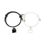 Zian Magnetic Couples Bracelets 2Pcs Love Heart Matching Bracelet Set Cute Halloween Ghost Pumpkin Hat Adjustable Bracelets for Men Women Couples Friends Gift Friendship Jewelry, no gemstone