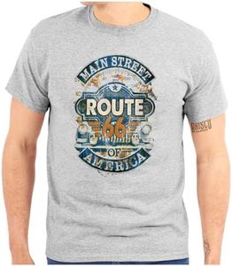 Main Street USA Route 66 Driving Road Graphic T Shirt Men or Women, Sport Grey, X-Large