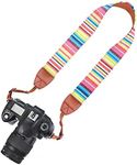 Striped New Elvam Universal Men and Women Camera Strap Belt Compatible with All DSLR Camera and SLR Camera (Rainbow)