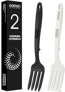 Silicone Flexible Fork, 11.6 Inch Heat Resistant Cooking Fork, Large Non Stick Fork for Mix Ingredients, Mash Food, Whisk Eggs (BW)