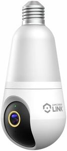 Amcrest Link 4MP Light Bulb WiFi Indoor/Outdoor Camera, Human Detection, 90.5° FOV, Pan/Tilt, IP45, AI Night Color, 2.4GHz/5GHz Dual Band Camera, Supports MicroSD Storage up 128GB