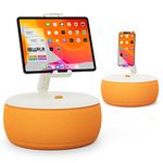 SAIJI Tablet Stand Adjustable, Phone/Tablet Pillow Holder for Lap in Bed with 360° Viewing Angles, Compatible with Phone, iPad Mini - iPad Pro 13, Kindle, Galaxy Tab, E-Reader(4.7-12.9") - Orange