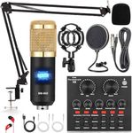 ALPOWL Condenser Microphone Bundle,BM-800 Mic Kit with Live Sound Card, Adjustable Mic Suspension Scissor Arm, Metal Shock Mount and Double-Layer Pop Filter for Studio Recording & Broadcasting (Gold)