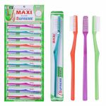 MAXI Adult Supreme Hard Bristles Manual Toothbrush (Pack Of 12), Multicolour