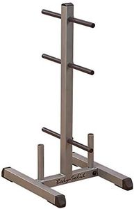 Body-Solid (GSWT) Standard Weight Plates Tree & Bar Holder - 1000 lb Capacity Plate Storage Rack with Central Load Distribution - Durable Powder Coat Finish