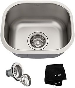 Kraus KBU17 15 inch Undermount Single Bowl 18 Gauge Stainless Steel Kitchen Sink