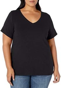 Amazon Essentials Women's Short-Sleeve V-Neck T-Shirt (Available in Plus Size), Black, 5X