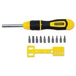 Stanley Tools 68010 3 inch Multi-Bit Ratcheting Screwdriver, 10 Bits, Black/Yellow