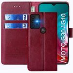 FMPCUON Case For Motorola Moto G10/Moto G30,High-grade Leather Flip Wallet Phone Case Cover for Motorola Moto G10/Moto G30[Card Slots] [Kickstand] [Magnetic Closure]-(Red)