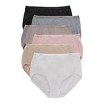 Hanes Women's High-Waisted Brief Panties, 6-Pack, Moisture-Wicking Cotton Brief Underwear (Colors May Vary), Body Tones, 8 Assorted