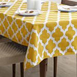 HOMEMONDE 4 Seater Table Cloth, 40 x 60 Inches Cotton Table Cover for Decorations, Yellow Quatrefoil, ( 101 x 152 CM ) Pack of 1 ,Rectangular