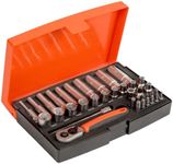 Bahco SL25L Socket & Mechanical Set, Metric ,Black/Red,1/4" Dynamic Drive, 37 Pieces