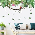 Runtoo Palm Leaves Wall Art Stickers Jungle Green Plant Leaf Wall Decals for Living Room Bedroom Nursery