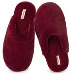 Snug Leaves Women's Fuzzy Memory Foam Indoor House Slippers Faux Fur Lined with Anti-Slip Rubber Sole (Wine Red, 7-8)