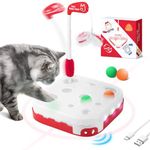 Migipaws Cat Toy,Automatic Interactive Kitten Toys Pack,Rolling Ball,Cat Feather Wand,Cardboard Box Cat Toy,Rechargeable, 5 In 1 Cat Toys for Indoor Cats