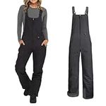 Runstarshow Salopettes Women Ski Suit Water Resistant Overalls Snow Trousers Snowboard Bib Pants Skiing Insulated Thermal Snowsuit Jumpsuit with Pockets Plus Size S-4XL Black