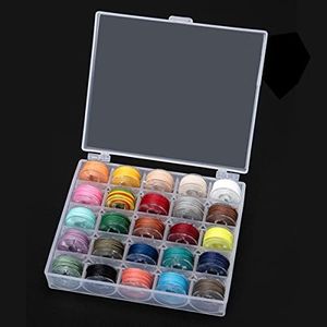 WUTA Round Wax Thread Kit 25 Colors Mini Bobbin Thread Handmade DIY Leather Sewing Braided Rope Bracelet Line for Embroidery and Sewing (0.65 mm)