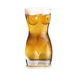 LIANGLIDE Beer Glass Sexy Lady Men, Beer Mugs For Freezer, Sexy Naked Miss & Muscle Man Clear Glass Cups, Creative Full Body Shot Glass Champagne Cups for Vodka Whiskey Beer Party (Little Woman)