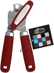 The Original Gorilla Grip Heavy Duty Stainless Steel Smooth Edge Manual Can Opener and Bottle Openers, Soft Handle, Rust Proof Oversized Handheld Easy Turn Knob, Multifunctional Kitchen Tool, Red