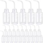 Maxdot 24 Pcs 5 oz Plastic Squeeze Bottles Bulk Transparent White Plant Watering Bottle with Narrow Mouth Scale Labels Tattoo Water Bottles for Safety Rinse Bottle Watering Tools, Plant Irrigation