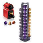 Meelio Coffee Pod Holder Compatible with Nespresso Original, Carousel Coffee Capsule Holder Rack Store 40 Pods, 360 Degree Rotatable, Black