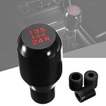 Car Gear Shift Knob, 5 Speed Manual Gear Knob Universal Gear Shifter Stick Car Shifter Adapter with 3 Adapters 7mm 9mm 12mm for Cars Aluminum Alloy Black