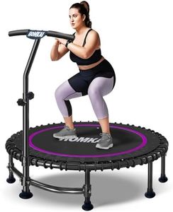 HOMKAI 40" Mini Rebounder Trampoline Foldable with T Shape and Adjustable Foam Handle for Adults and Kids Exercise Indoor Outdoor Workout Max Load 200KG Purple