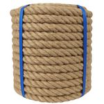 1-1/2 Inch Natural Jute Rope, 100 Feet Thick Hemp Rope, 4 Strands Twisted Manila Rope for Docks, Nautical, Raliings, Climbing, Decorating, Indoor/Outdoor Use