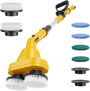 NATBEESY 2 in 1 Electric Spin Scrubber Compatible with DeWalt 20V Battery(Tool Only), Dual-Head Power Scrubber, 680/1200 RPM, 45° Adjustable Head, Extendable Handle for Tile, Tub, Floor & Bathroom