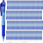 300 Pack Rollerball Pens, Retractable Ballpoint Pens with Grips for Smooth Writing, Gel Ink Pen for Office School Note Taking Class Drawing Art Stationery Supply (1.0mm Tip, Blue Ink)