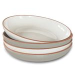 Mora Ceramic Large Pasta Bowls 30oz, Set of 4 - Serving, Salad, Dinner, etc Plate/Wide Bowl - Microwave, Oven, Dishwasher Safe Kitchen Dinnerware - Modern Porcelain Stoneware Dishes, Vanilla & Grey